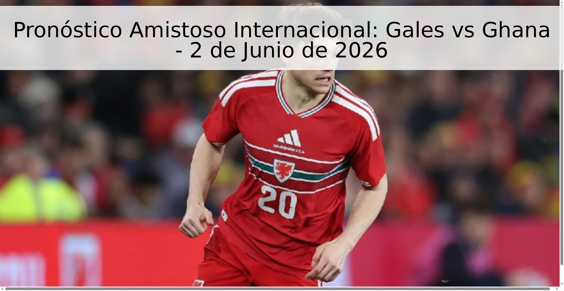 Pronóstico Amistoso Internacional: Gales vs Ghana - 2 de Junio de 2026