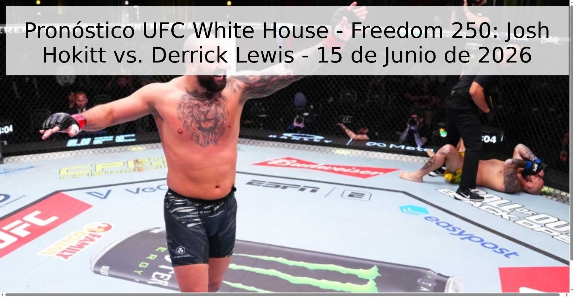 Pronóstico UFC White House - Freedom 250: Josh Hokitt vs. Derrick Lewis - 15 de Junio de 2026