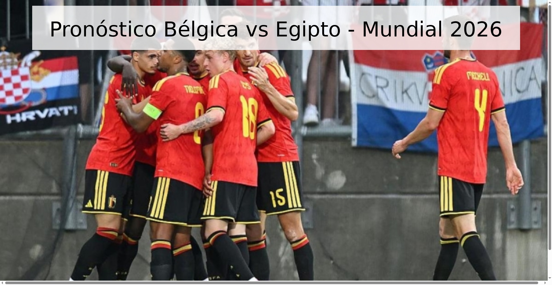 Pronóstico Bélgica vs Egipto - Mundial 2026