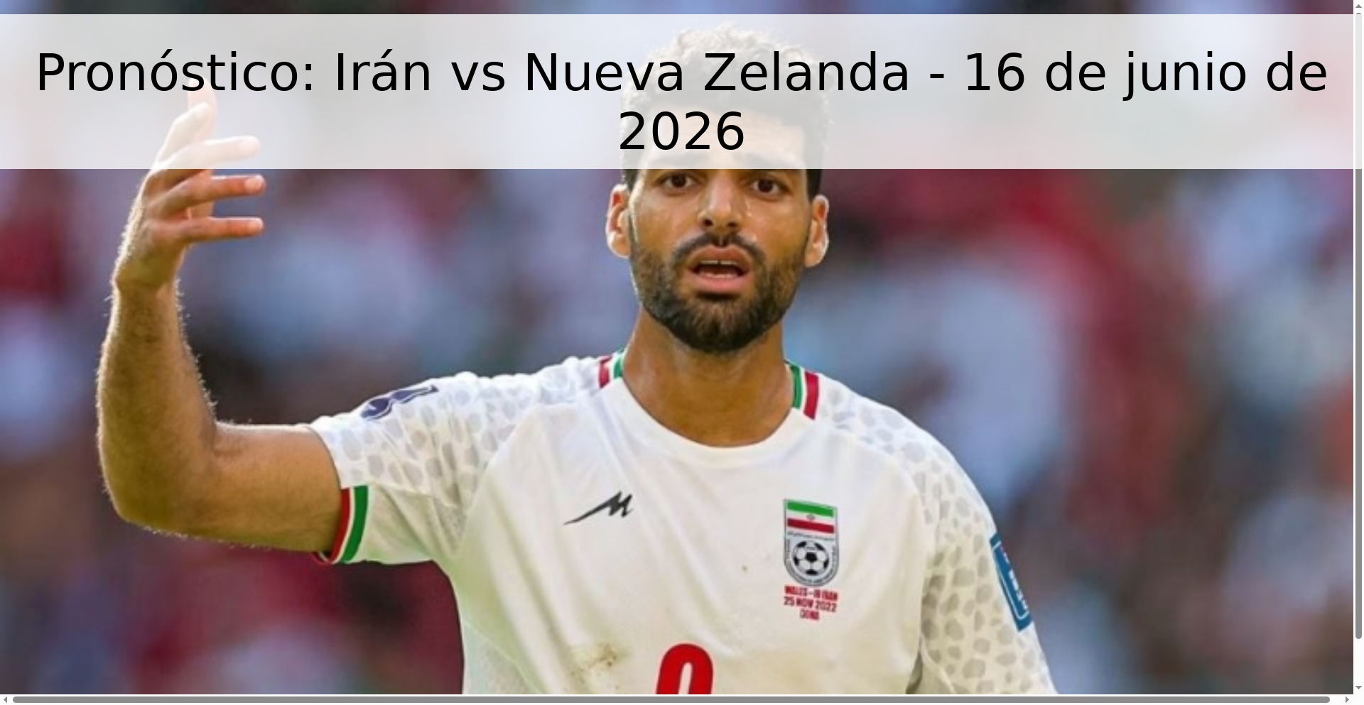 Pronóstico: Irán vs Nueva Zelanda - 16 de junio de 2026 Pronóstico: Irán vs Nueva Zelanda - 16 de junio de 2026