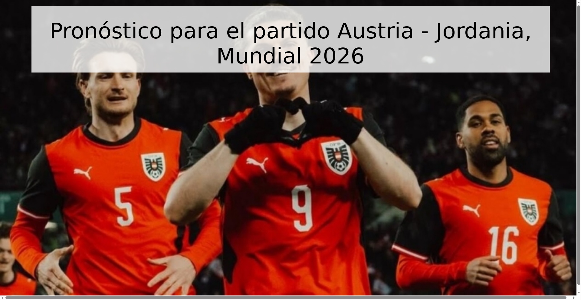 Pronóstico para el partido Austria - Jordania, Mundial 2026 Pronóstico para el partido Austria - Jordania, Mundial 2026